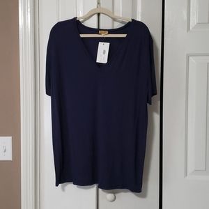 NWT Navy Piko 1988 V Neck Classic T XL